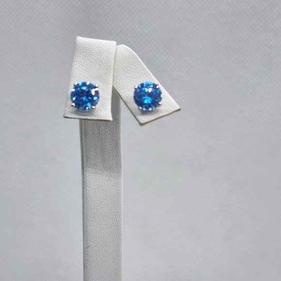 Jewelry New Sterling Silver 925 Baby Blue Gemstone Studs Earrings